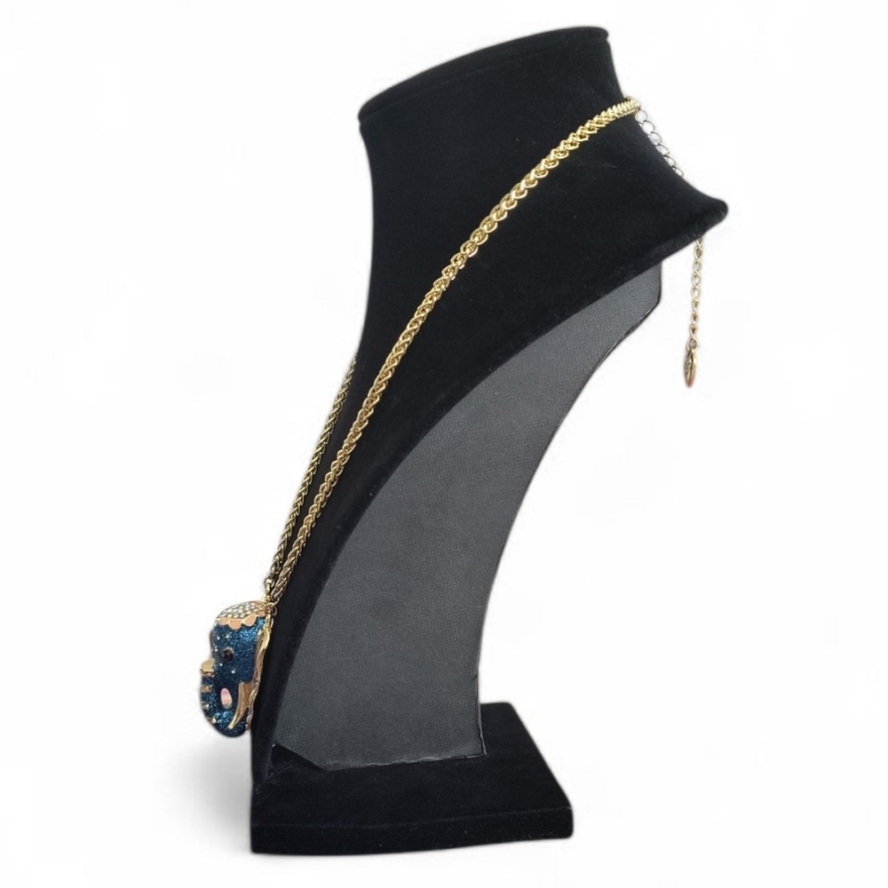 Betsey Johnson Blue Indian Elephant Head Necklace - Picture 3 of 5